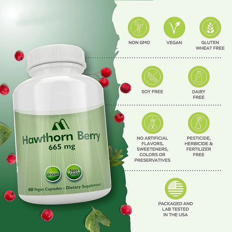 Hawthorn Berry 665mg Capsules – 60 Vegetarian, Non-GMO