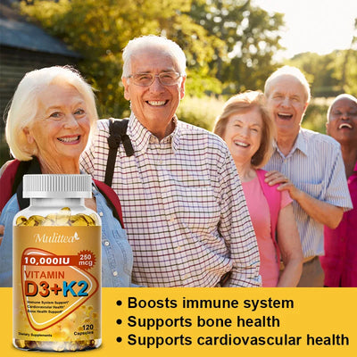 Vitamin D3 + K2 Capsules - Bone, Teeth & Skin Health Support