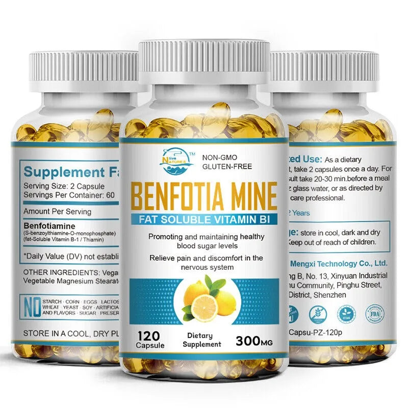 Benfotiamine 300mg Capsules – Fat Soluble Vitamin B1, Gluten-Free