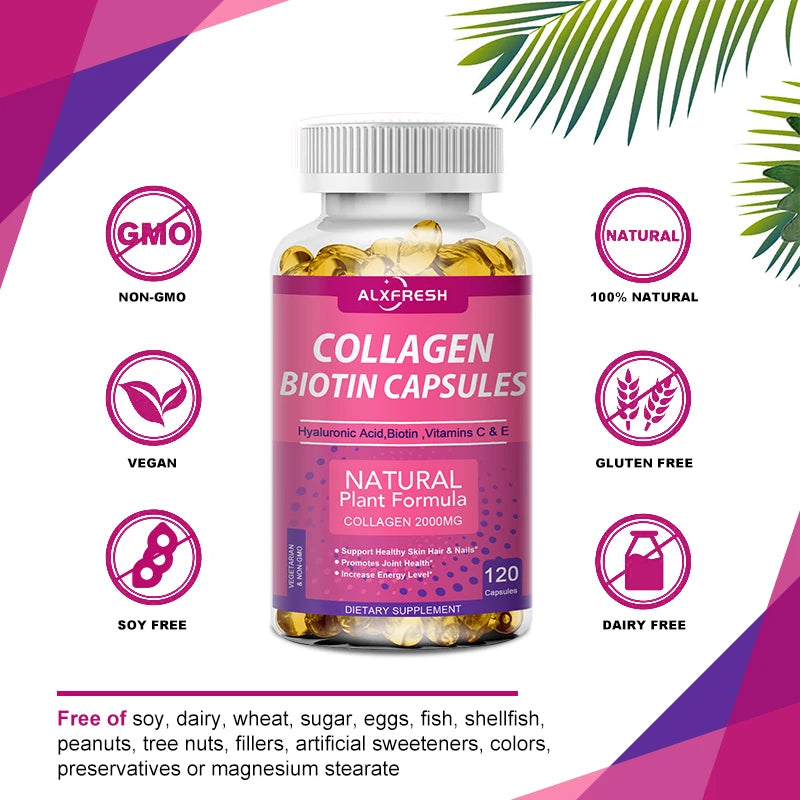 Collagen 2000mg with Biotin, Hyaluronic Acid & Vitamin C – Gluten-Free