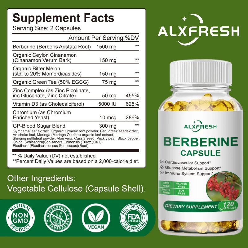 Berberine Extract 1500mg – Supports Cholesterol, Heart & Gut Health