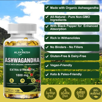 Organic Ashwagandha 1800mg – Stress, Focus & Sleep Support