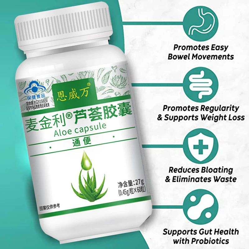 Aloe Vera Colon Cleanser Detox Softgel Capsules – Supports Digestive & Skin Health