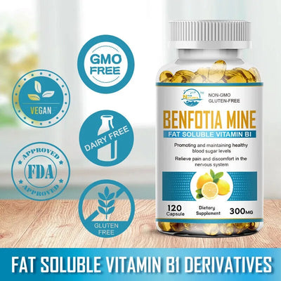 Benfotiamine 300mg Capsules – Fat Soluble Vitamin B1, Gluten-Free