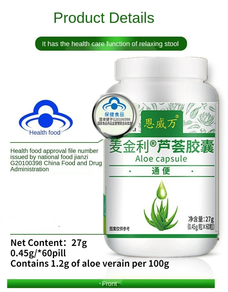 Aloe Vera Colon Cleanser Detox Softgel Capsules – Supports Digestive & Skin Health